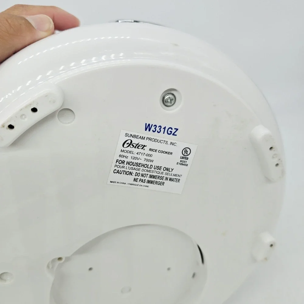Oster Sunbeam Rice Cooker White 20 Cup Model 4717-000 Metal Bowl Inner Pot